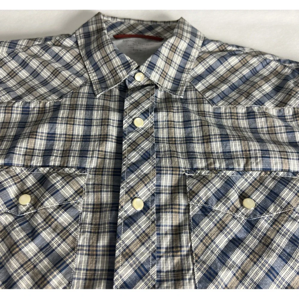 Banana Republic Men's Shirt Size Medium Slim Fit 2 Pockets Snaps Cotton Plaid C5